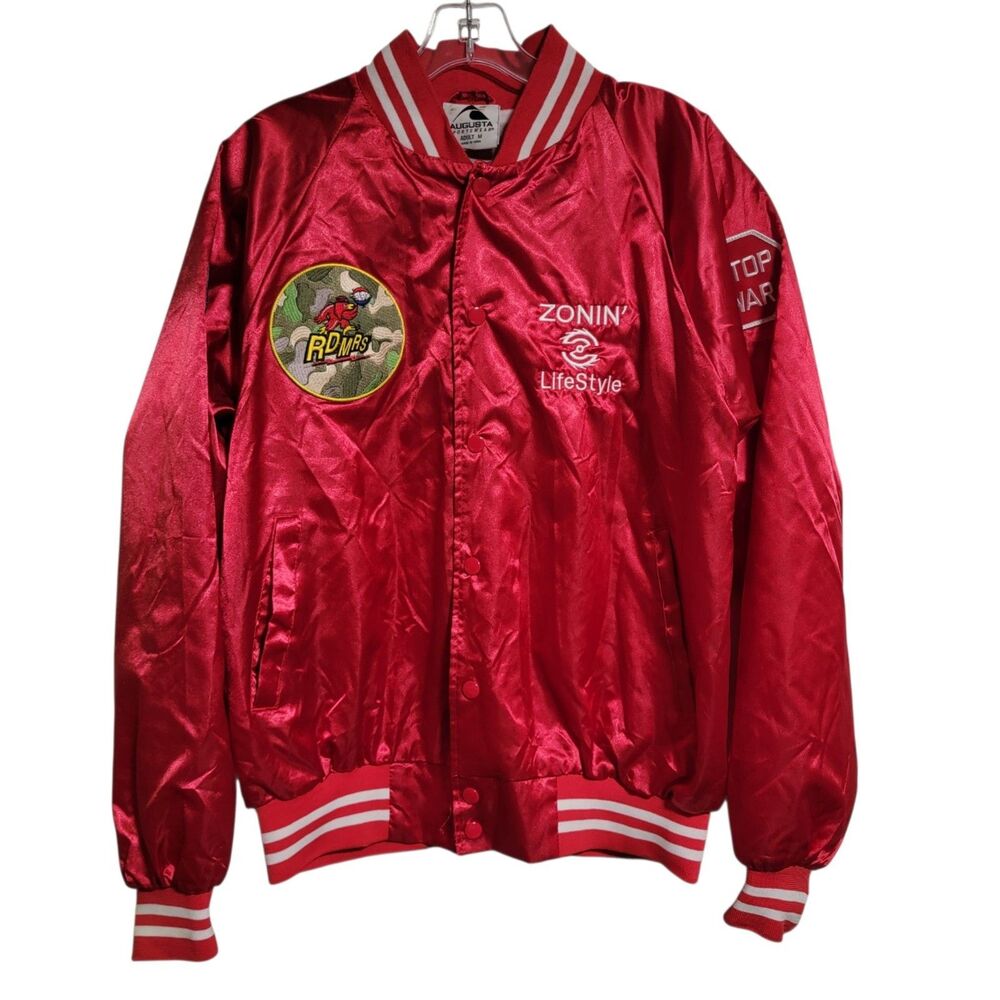 Augusta Sportswear Red Satin Varsity Bomber Jacket RDMS Zonin Lifestyle Mens M